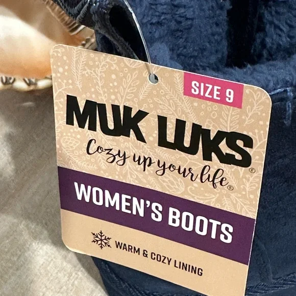 NWT Muk Luks Women's Navy Blue Zippered Platform Ankle Boots with Warm Lining - Picture 2 of 7